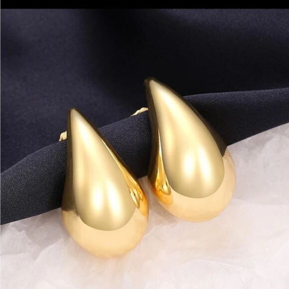 Chunky Hoop Earrings For Women Light Waterdrop Hollow Open Hoops - Picture 9 of 12